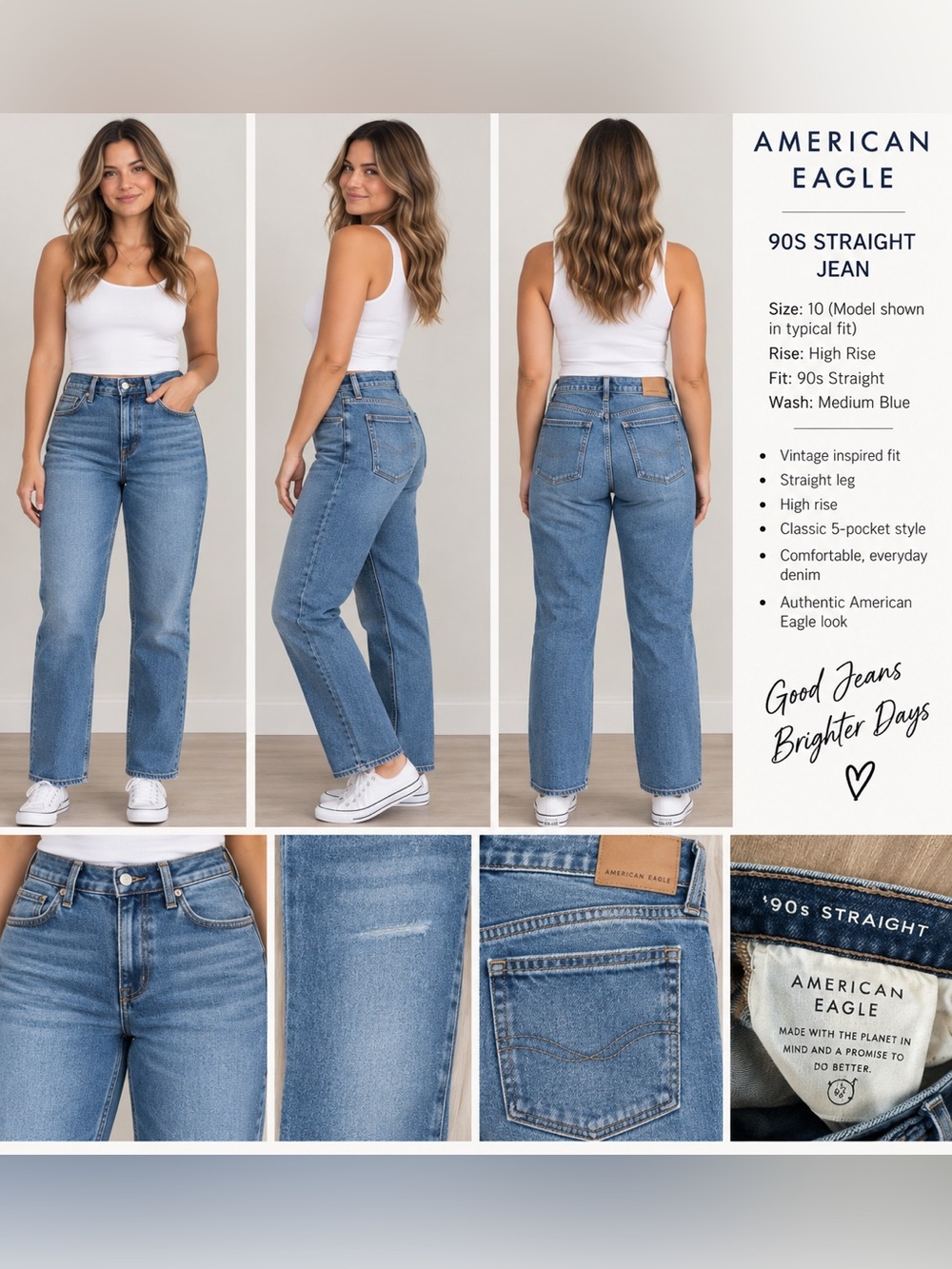 American Eagle 90s Straight Leg Jeans 10 high rise